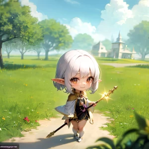 草原を見守るエルフさん