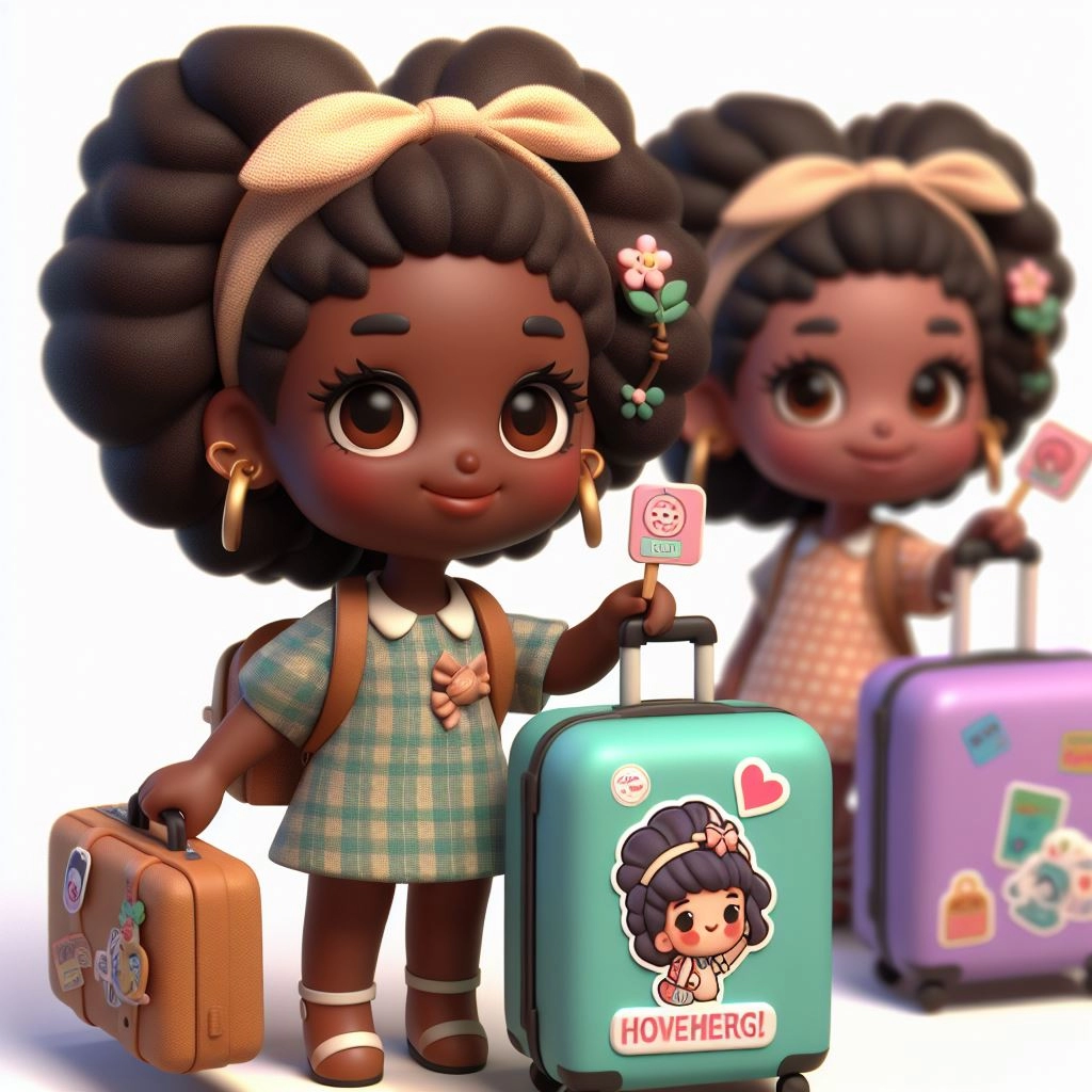 カートゥーンなステッカーをペタペタ貼ったスーツケース♡✨