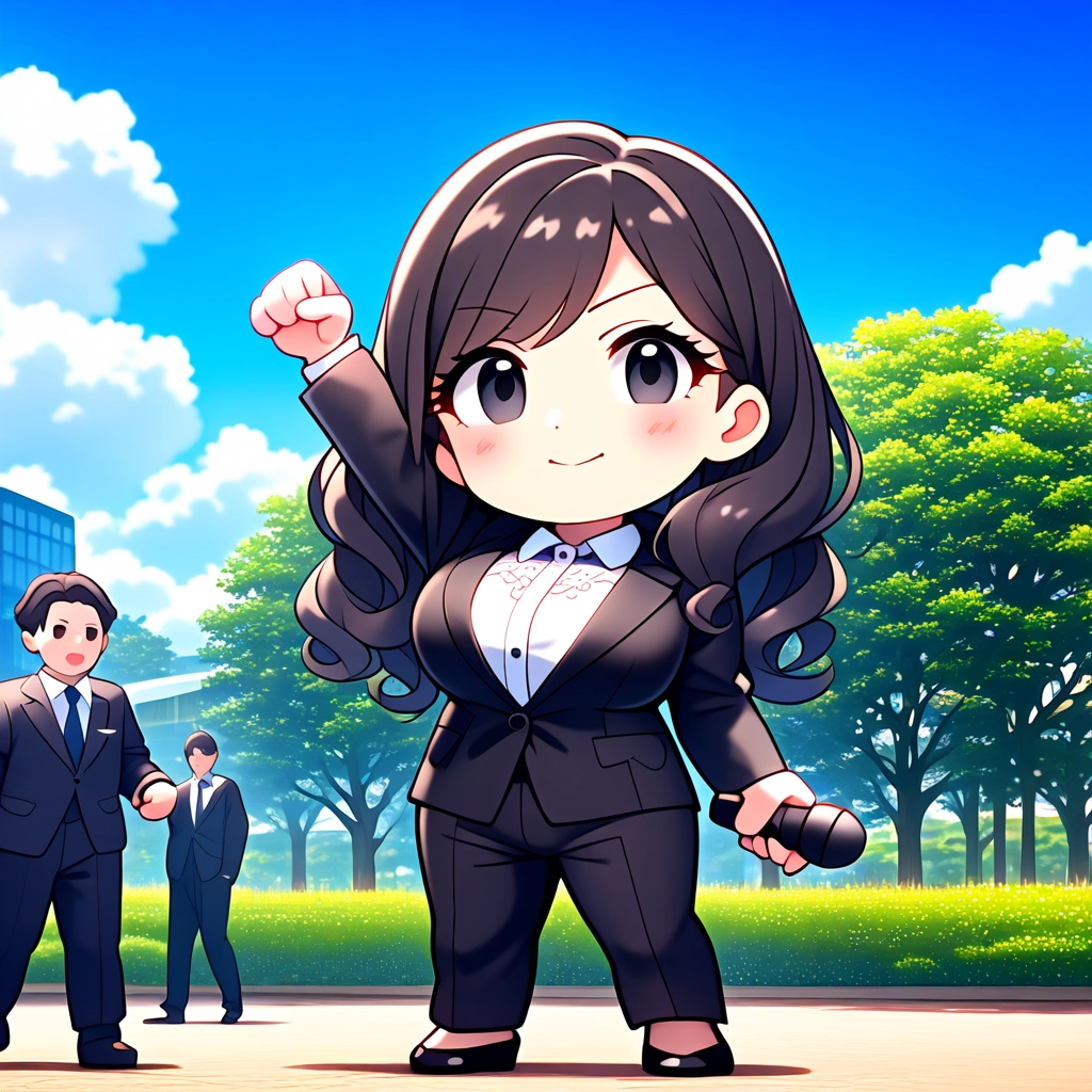 拳を上げる女性政治家